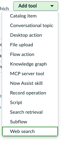 Tool types dropdown