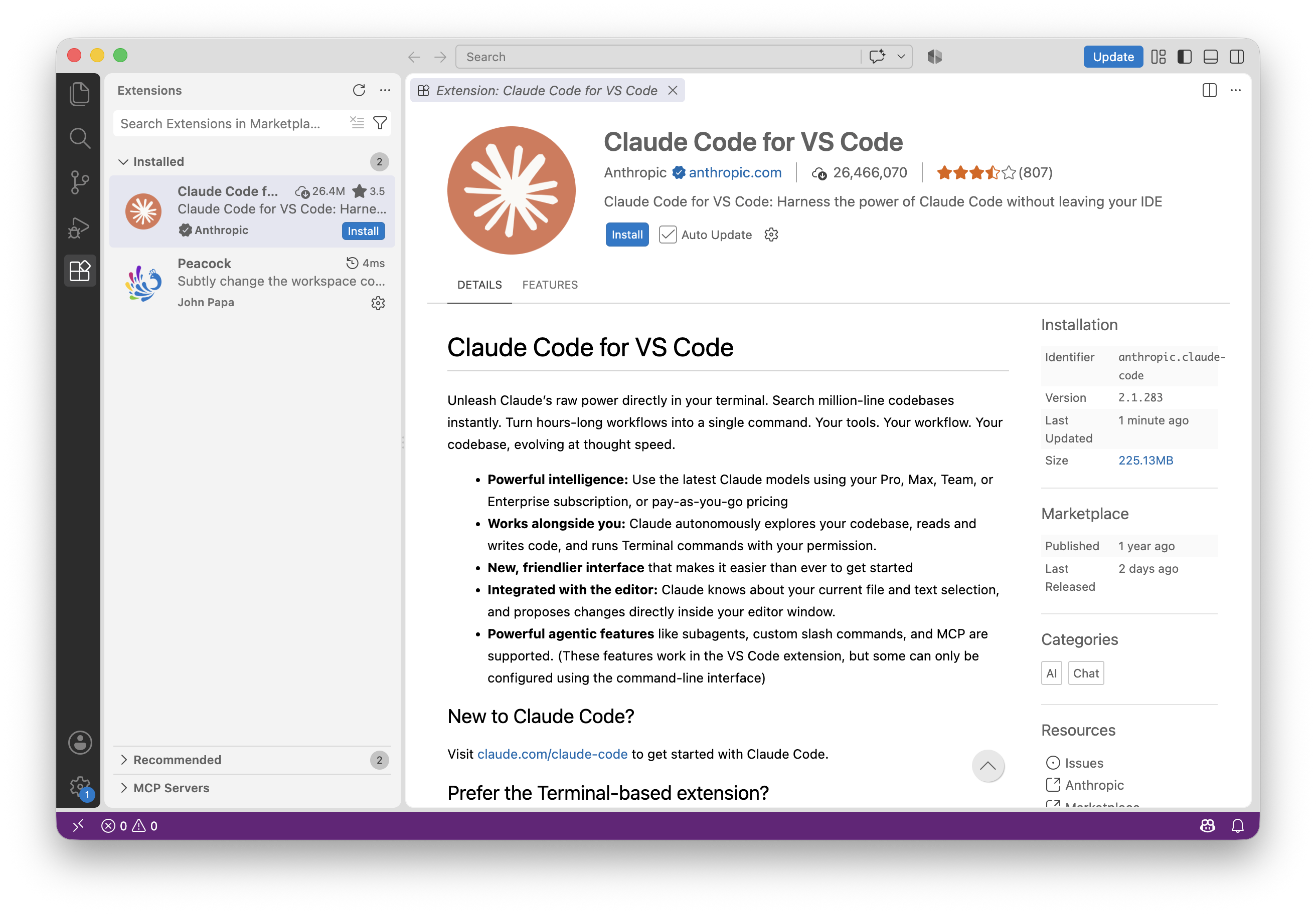 Claude Code extension in the VS Code marketplace